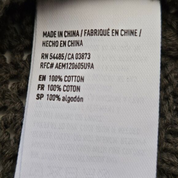 American Eagle Long Cardigan Womens Medium Green V-neck Crochet Knit AEO - Picture 8 of 9